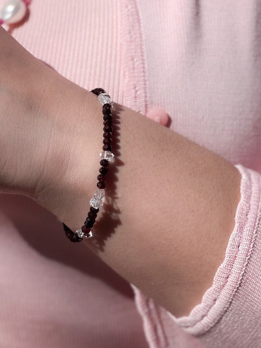 Garnet and Herkimer Diamond Braclet