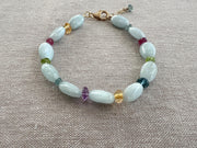 Aquamarine and Mixed Gemstone Bracelet, Gemstone Bracelet, Boho Bracelet, Gift for Her, March Birthstone, Spring Bracelet, Milky Aquamarine
