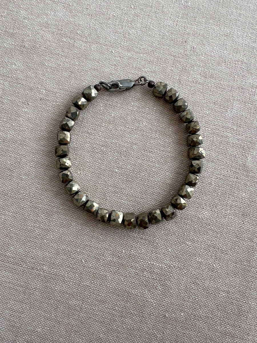 Pyrite Cubes Men's Bracelet, Unisex Bracelet, Men's Jewelry, Fall Jewelry, Gift for Him, Gift for Dad, Boho Style, Gemstones for Men