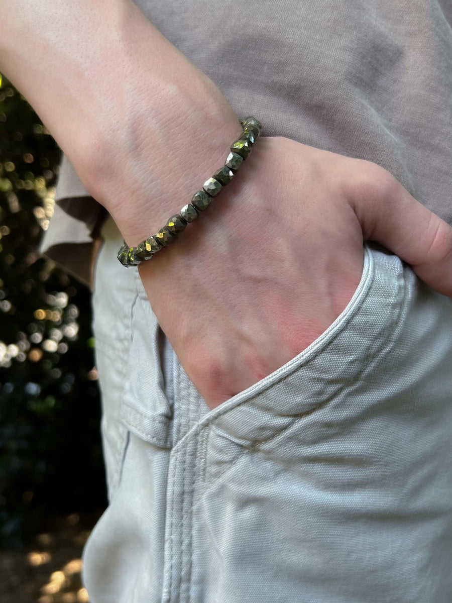 Men's Pyrite Cubes Bracelet, Unisex Bracelet