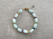 Aquamarine and Mixed Gemstone Bracelet, Gemstone Bracelet, Boho Bracelet, Gift for Her, March Birthstone, Spring Bracelet, Milky Aquamarine