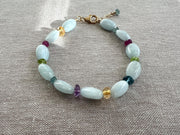 Aquamarine and Mixed Gemstone Bracelet, Gemstone Bracelet, Boho Bracelet, Gift for Her, March Birthstone, Spring Bracelet, Milky Aquamarine