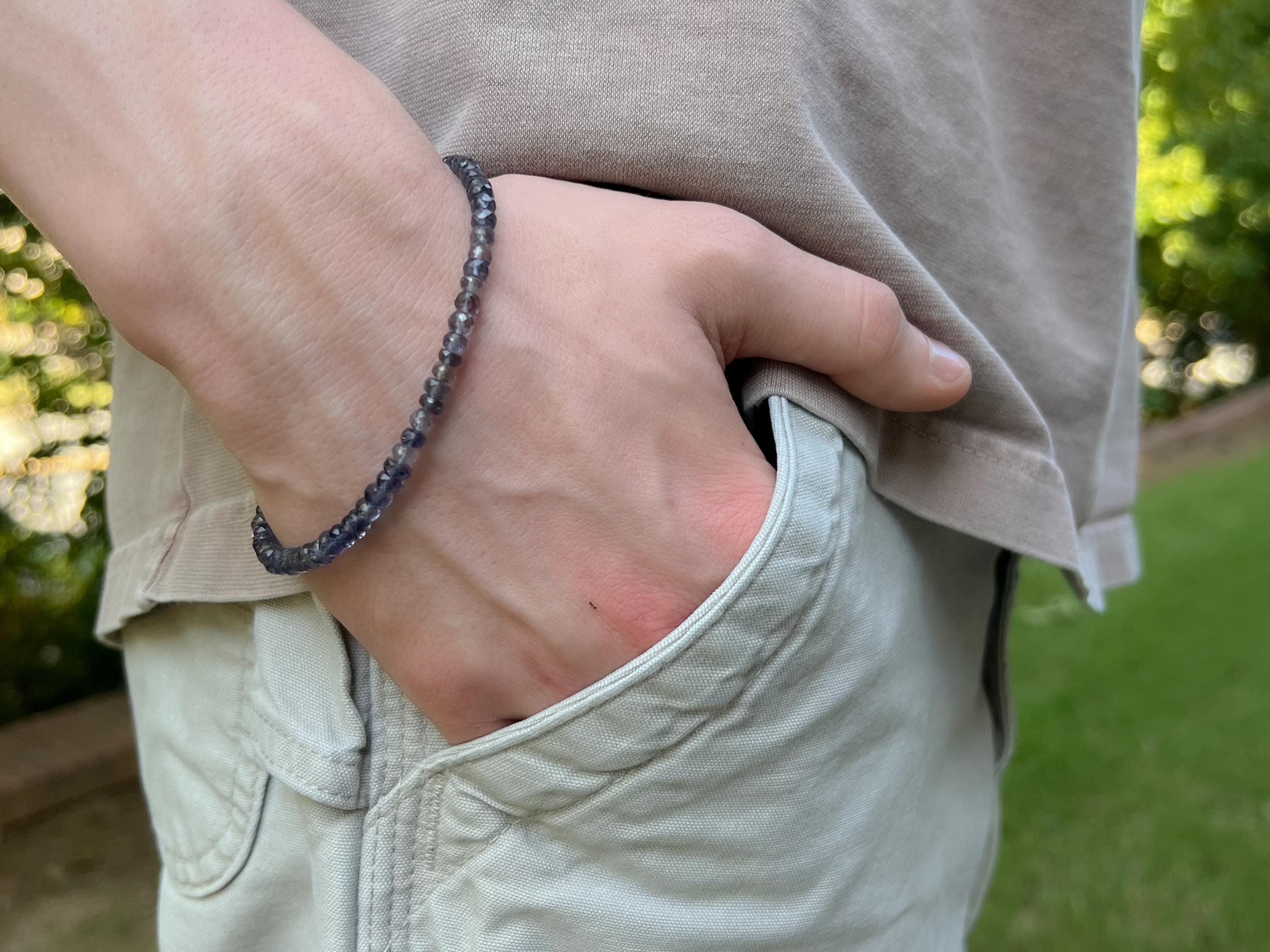 Men's Iolite Bracelet, Unisex Iolite Bracelet
