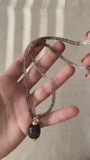 Smoky Quartz Necklace with Faceted Smoky Quartz Focal Bead