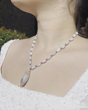 Aquamarine and Amethyst Necklace with Fluorite Pendant