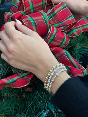 Gold and Silver Textured Beaded Bracelet