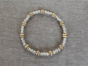 Gold and Silver Textured Beaded Bracelet