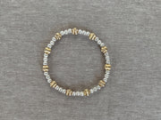 Gold and Silver Textured Beaded Bracelet