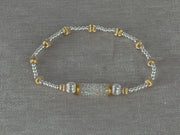 Crystal Bar Beaded Bracelet 15mm Moonlight