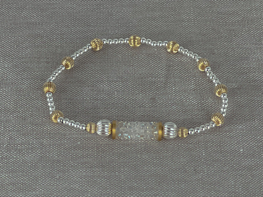Crystal Bar Beaded Bracelet 15mm Moonlight