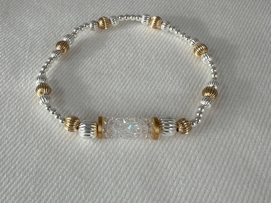 Crystal Bar Beaded Bracelet Moonlight