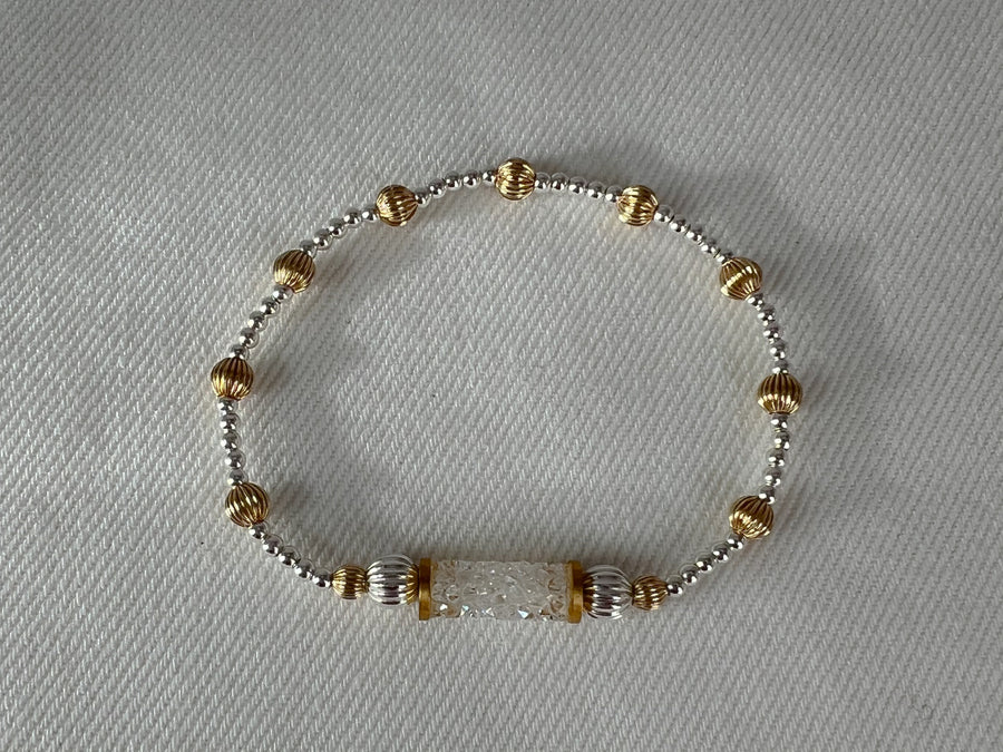 Crystal Bar Beaded Bracelet 15mm Moonlight