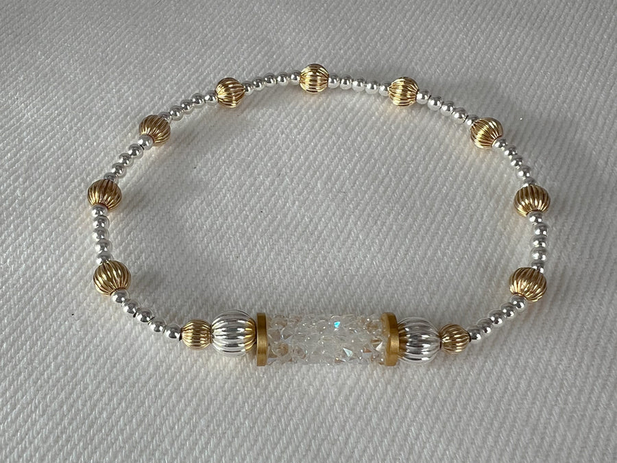 Crystal Bar Beaded Bracelet 15mm Moonlight