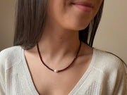 Garnet Necklace with Rice Pearl Accent