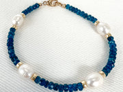 Swiss Blue Topaz Pearl Station Bracelet
