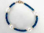 Swiss Blue Topaz Pearl Station Bracelet