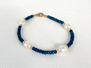 Swiss Blue Topaz Pearl Station Bracelet