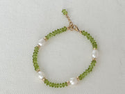 Peridot Pearl Station Bracelet