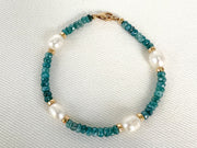 Blue Silverite Pearl Station Bracelet