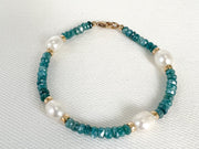 Blue Silverite Pearl Station Bracelet