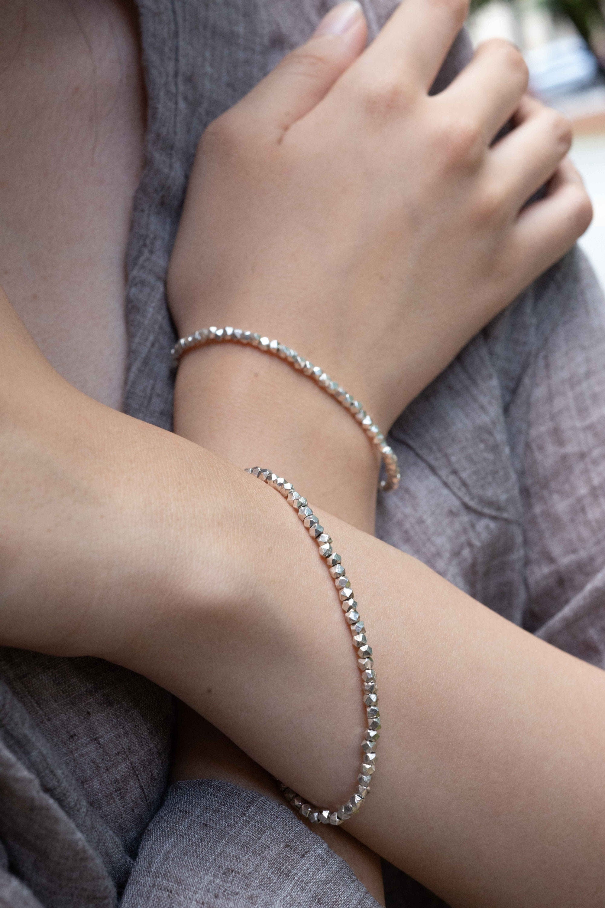Sterling_Silver,Sterling_nuggets,Sterling_bracelet,Sterling_Silver_brac,Layering_bracelet,Dainty_bracelet,Hill_Tribe_bracelet,Classic_bracelets,handmade_jewelry,Gift_for_Her,Gift_for_Mom,Timeless_jewelry,Small_bead_bracelet