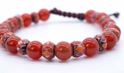 Men's Carnelian and Tibetan Glass Corded Bracelet