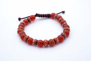 Men's Carnelian and Tibetan Glass Corded Bracelet