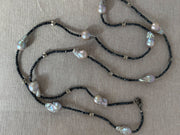 Baroque_Pearls,Long_Necklace,Gemstone_necklace,Pearl_necklace,Black_Spinel,Pyrite,Handmade,Gifts_for_Her,Fine_Jewelry,Mothers_Day,Classic_Jewelry,Freshwater_Pearls,Statement_Necklace