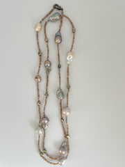 Long Baroque Pearl and Moonstone Necklace