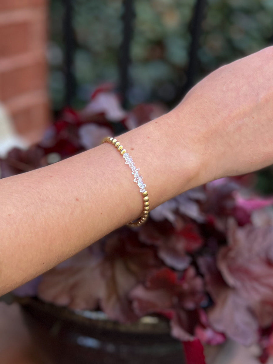 Herkimer Diamond and Gold Bead Bracelet