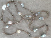 Long Baroque Pearl and Moonstone Necklace