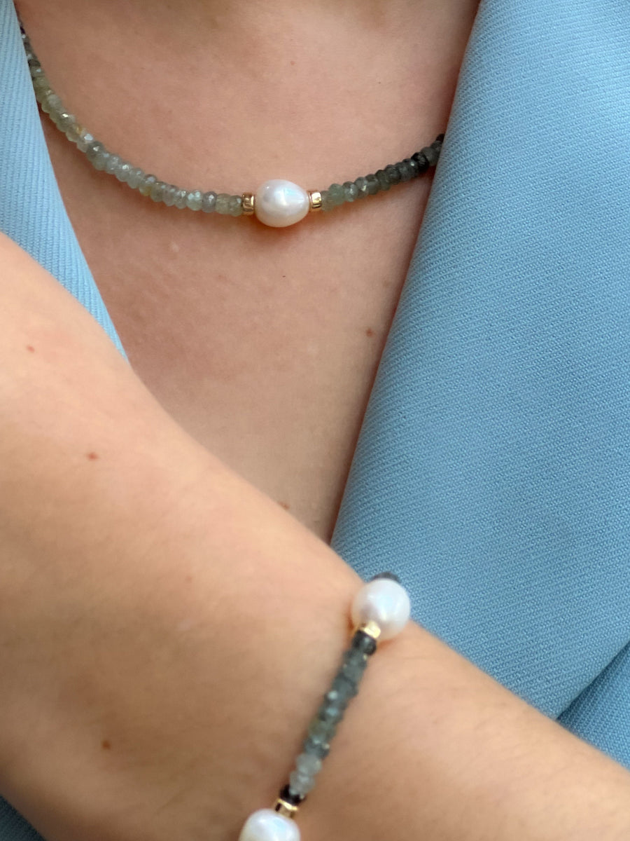 Aquamarine and Pearl Necklace