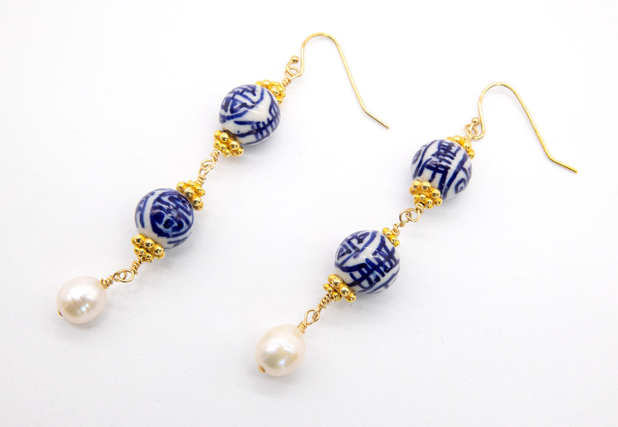 Chinoiserie Long Drop Earrings