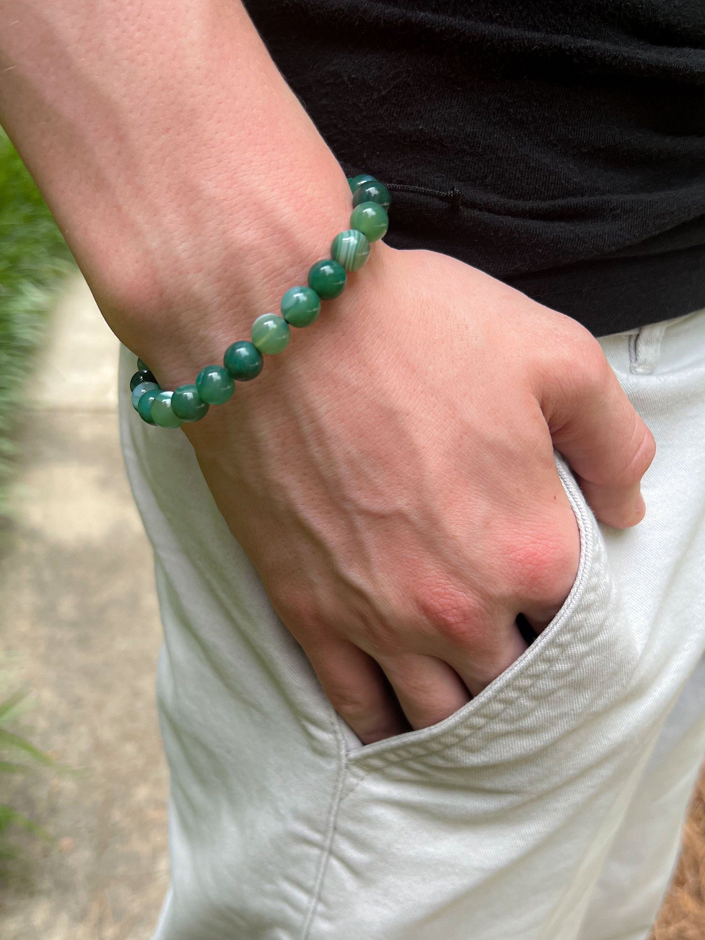 Natural_Gemstones,Men's_Bracelets,Gemstone_Bracelets,Adjustable_bracelets,Adjustable_slide,Handmade_bracelets,Green_Agate,Green_Beads,Gifts_for_Him,Father's_Day_gifts,Unisex_bracelets,Everyday_bracelets,Boho_Style