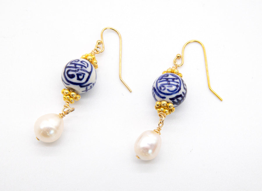 Chinoiserie Bead Drop Earrings