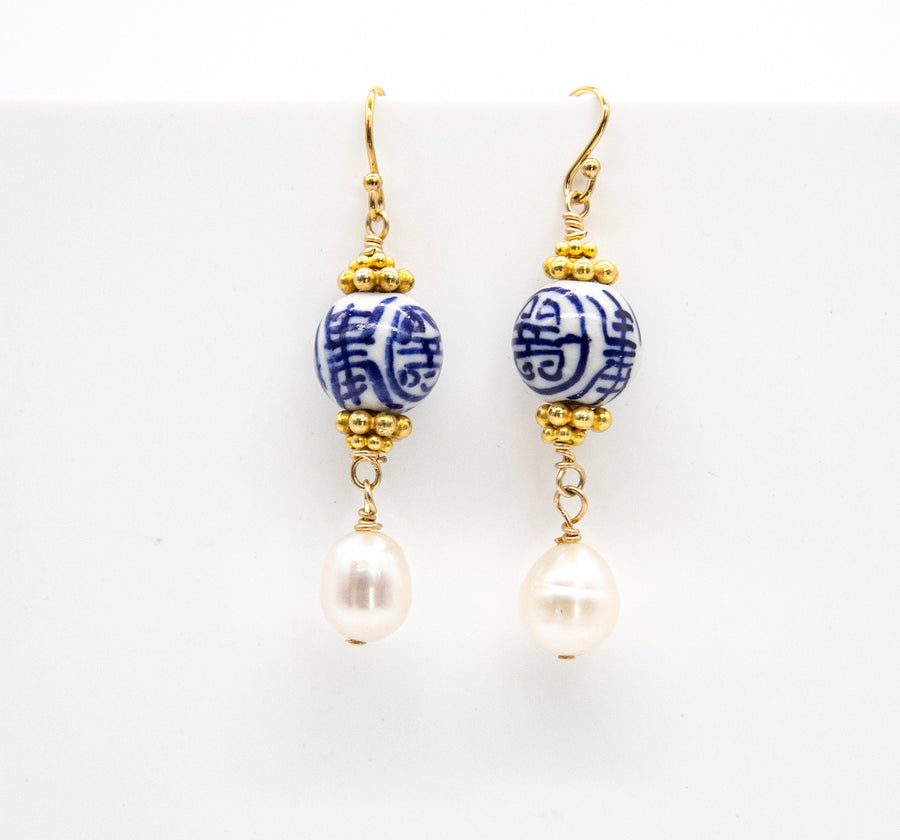 Chinoiserie Bead Drop Earrings