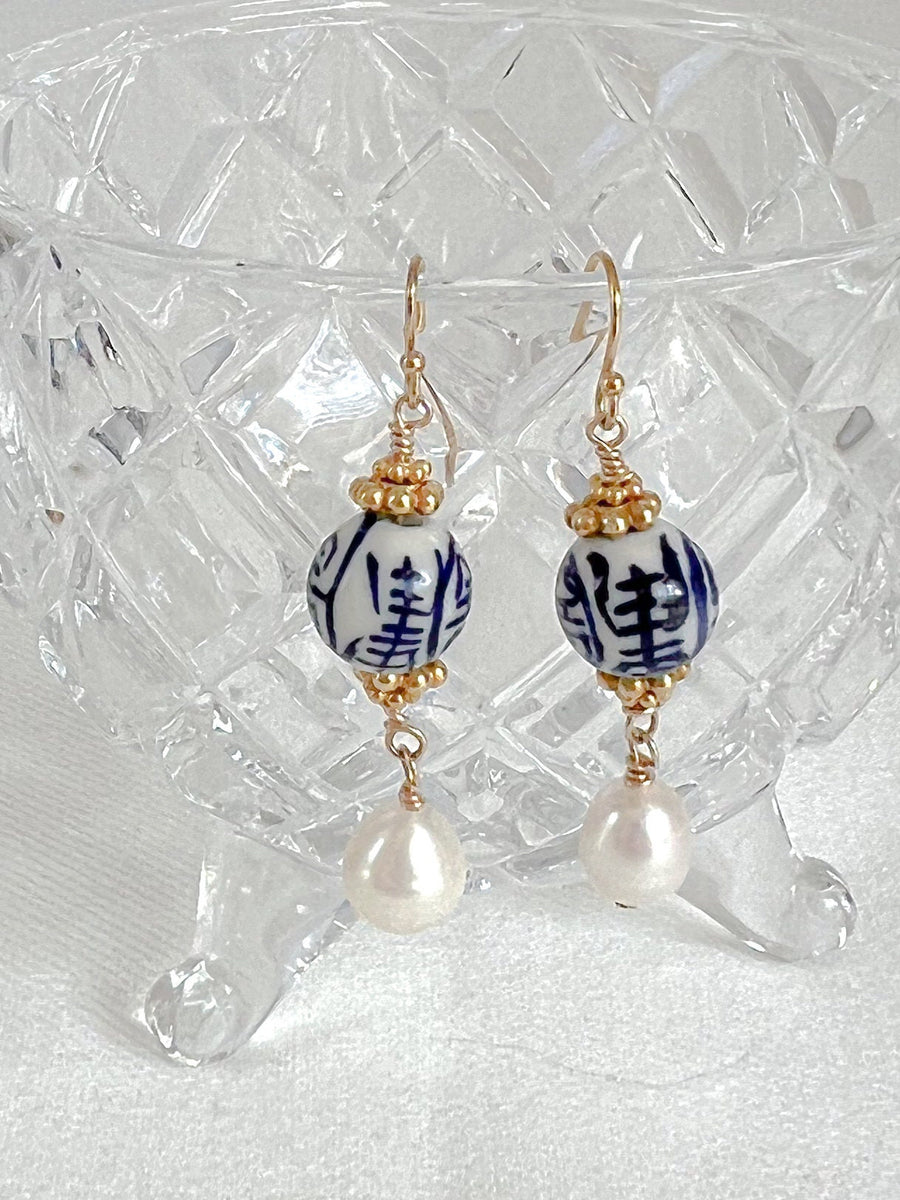 Chinoiserie Bead Drop Earrings