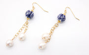 Chinoiserie Bead and Pearl Drop Earrings