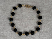 Black Spinel Coin Bracelet