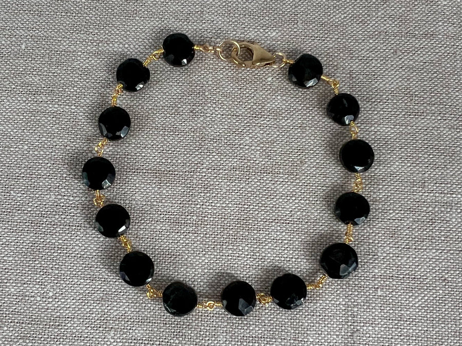 Black Spinel Coin Bracelet