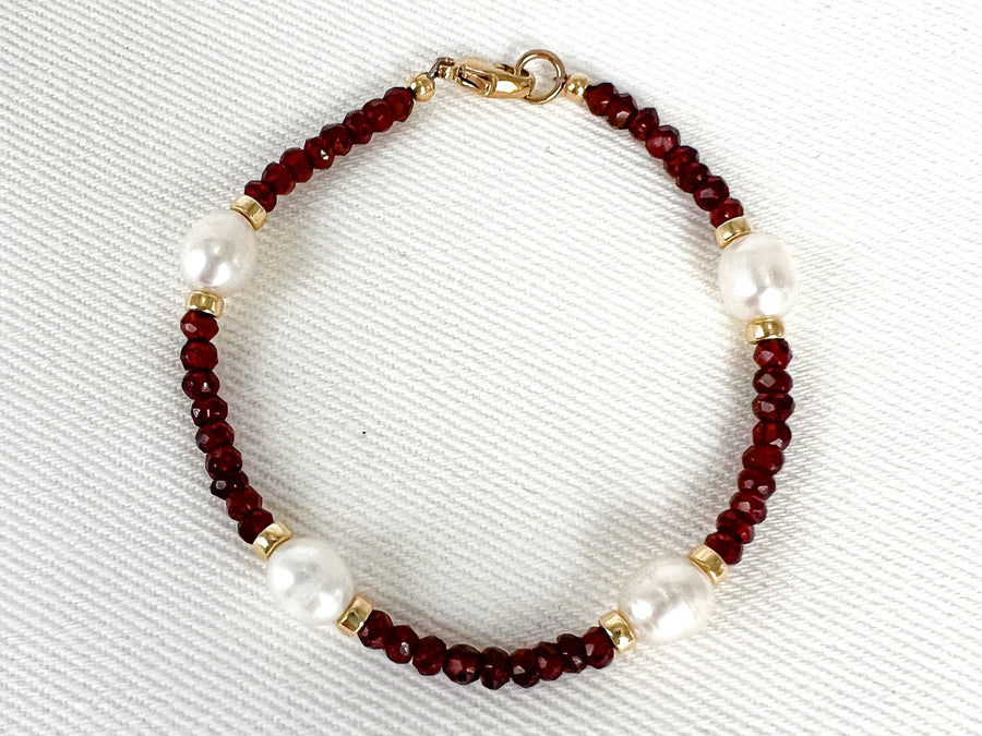 Garnet and Pearl Bracelet