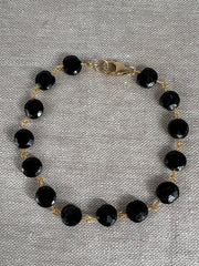 Black Spinel Coin Bracelet