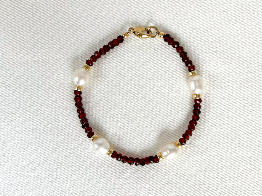 Garnet and Pearl Bracelet