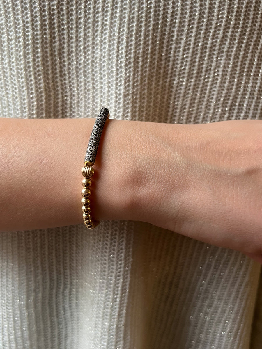 Gold Pave Diamond Bar Bracelet