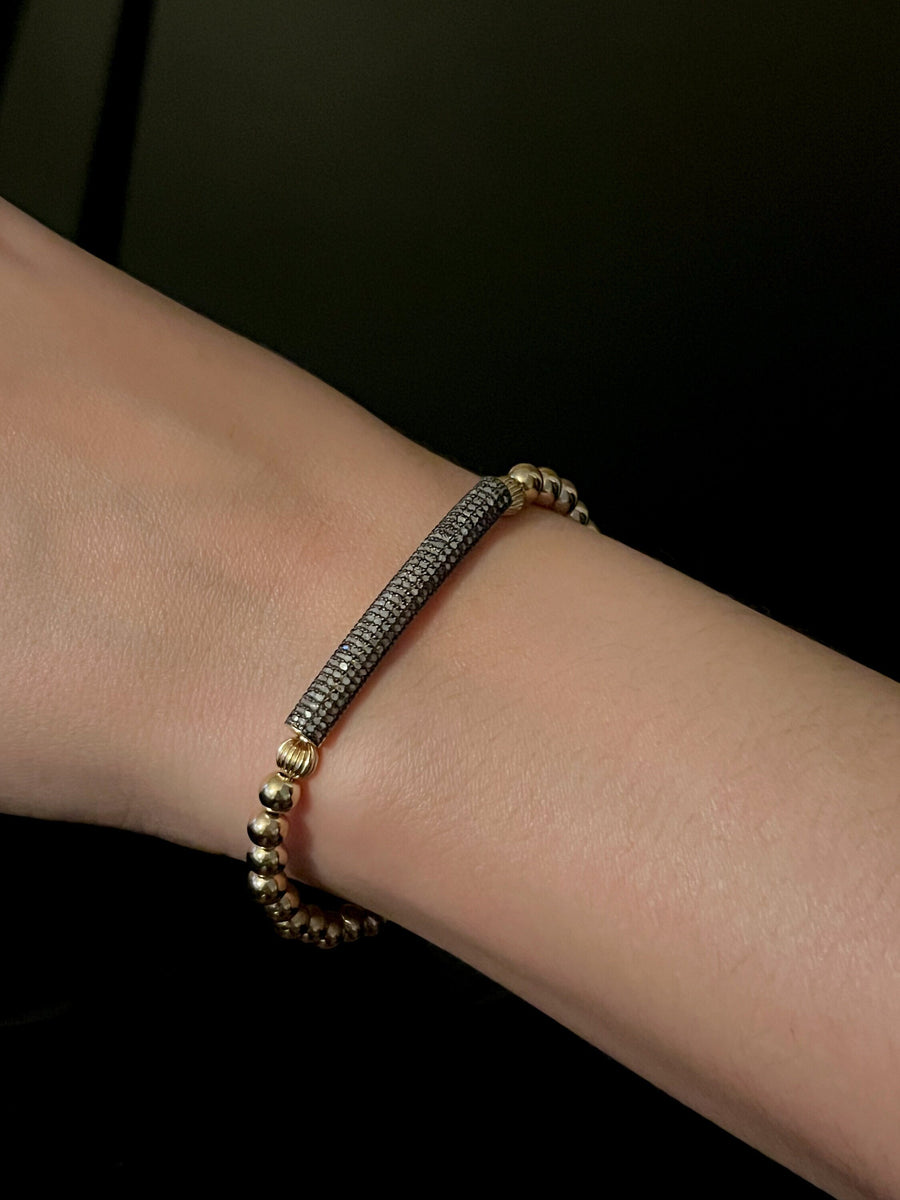 Gold Pave Diamond Bar Bracelet