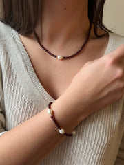 Garnet and Pearl Bracelet