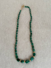 Emerald Necklace with Pave Diamond Gold Accents