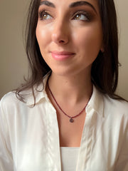 Dainty Garnet Necklace with Pave Gemstone Pendant