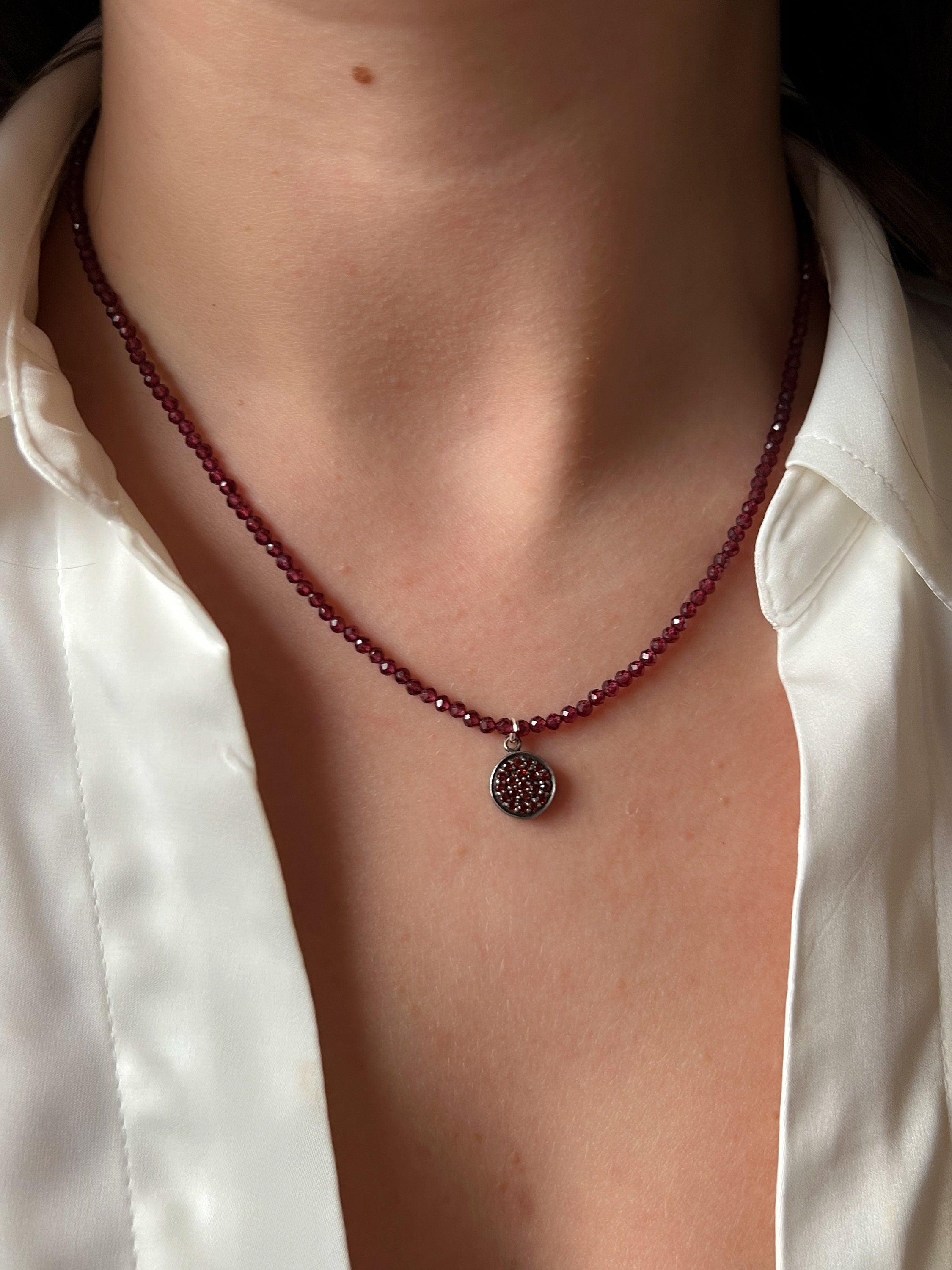 Natural_Gemstones,Garnets,Garnet_necklace,Dainty_necklace,Gemstone_necklace,Red_Gemstone,Burgundy_Gemstone,January_Birthstone,Birthstone_jewelry,Popular_gemstone,Popular_jewelry,Handmade_necklace,Oxidized_Silver