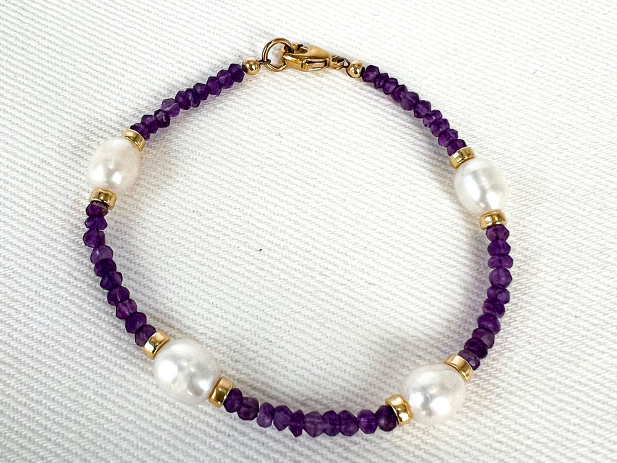 Amethyst and Freshwater Pearl Bracelet